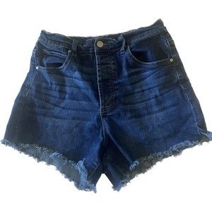 CELEBRITY PINK The Rebel Ultra High-Rise Frayed Denim Shorts - dark wash 9/29